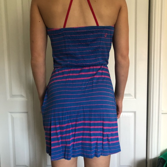 Strapless blue and pink striped pool/beach dress - Picture 3 of 3